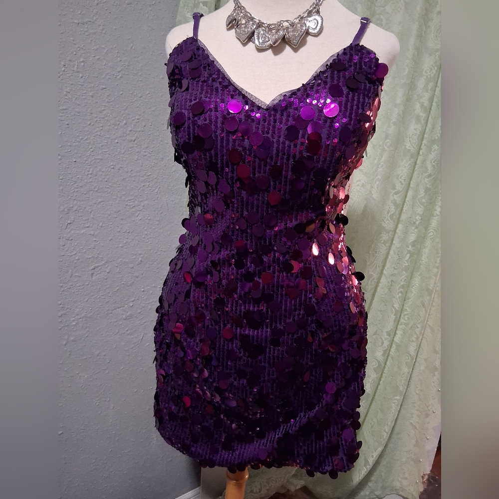 RYANTH- PURPLE SEQUIN MINI DRESS